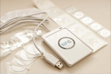 NFC Hacker Starter Kit - USB Writer + Variety Sample NFC Stickers - FREE Mac Software  Link
